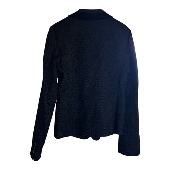 Diane Von Furstenberg Ofelia Croc Embossed Jacquard Black Blazer Jacket (Size 8) - Picture 2 of 6